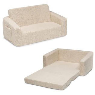 Delta Children Cozee Flip Out Sherpa 2 in 1 Convertible Sofa to Lounger for Kids - Cream.j