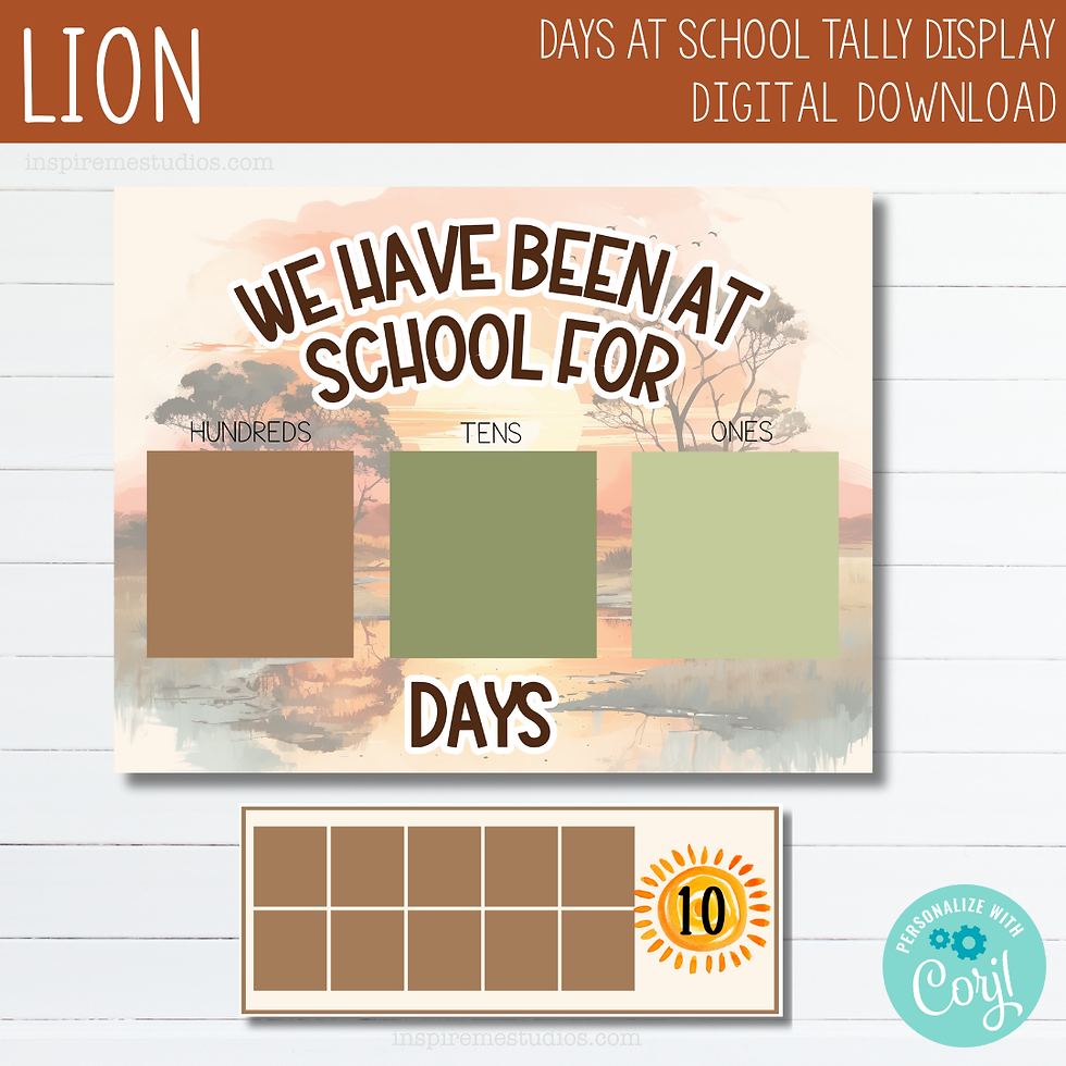 Thumbnail: LION - Days at School Tally Display - Safari Classroom Decor
