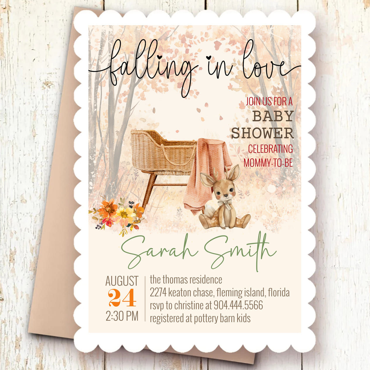Falling in Love Baby Shower Invitation • Woodland • Editable Corjl Template