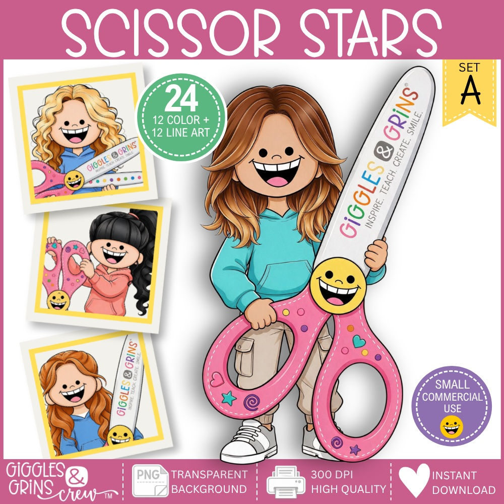 Scissor Stars – Girls with Scissors | Commercial Use Bundle