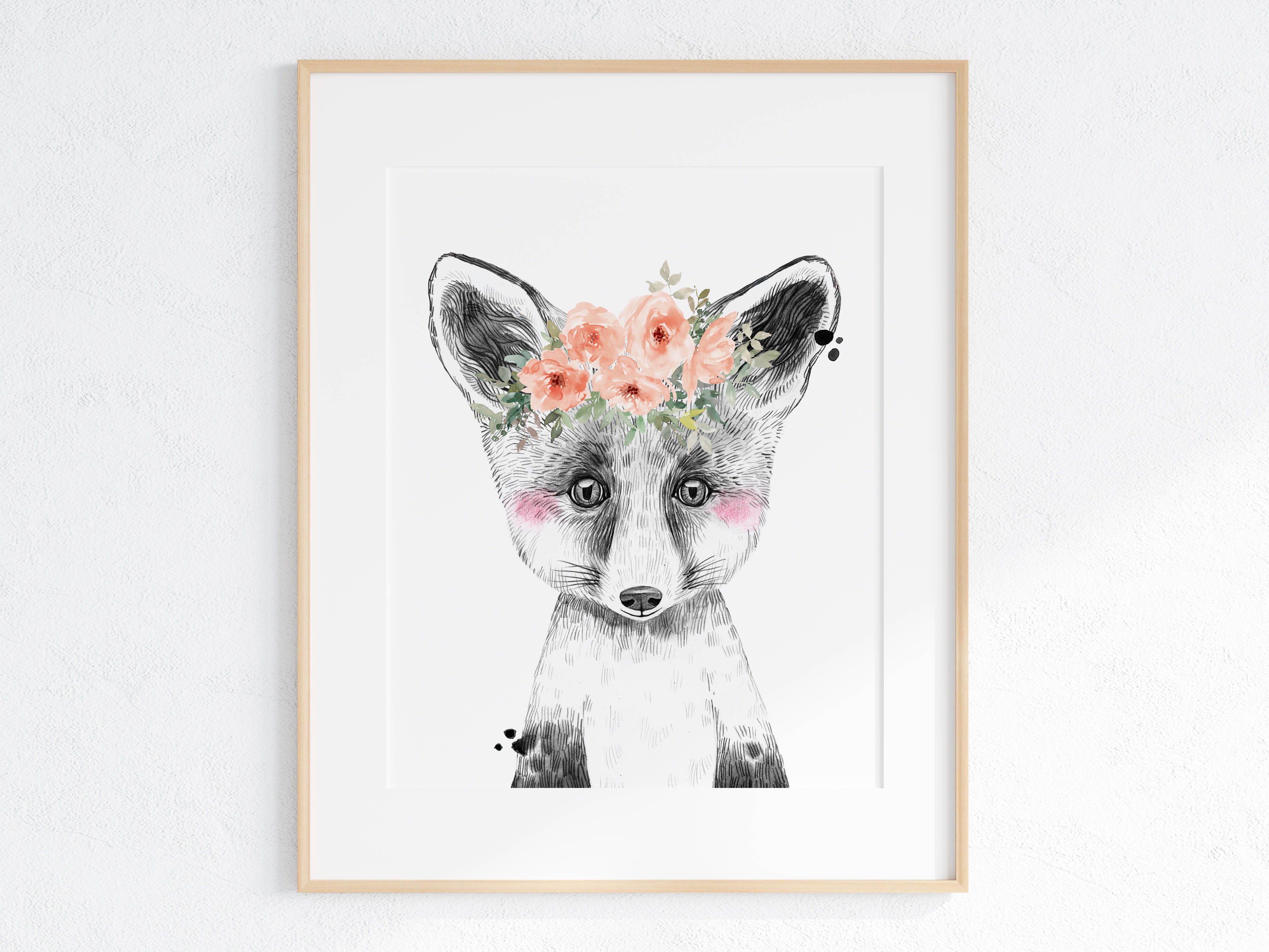 floral - peach lush - animal print - fox