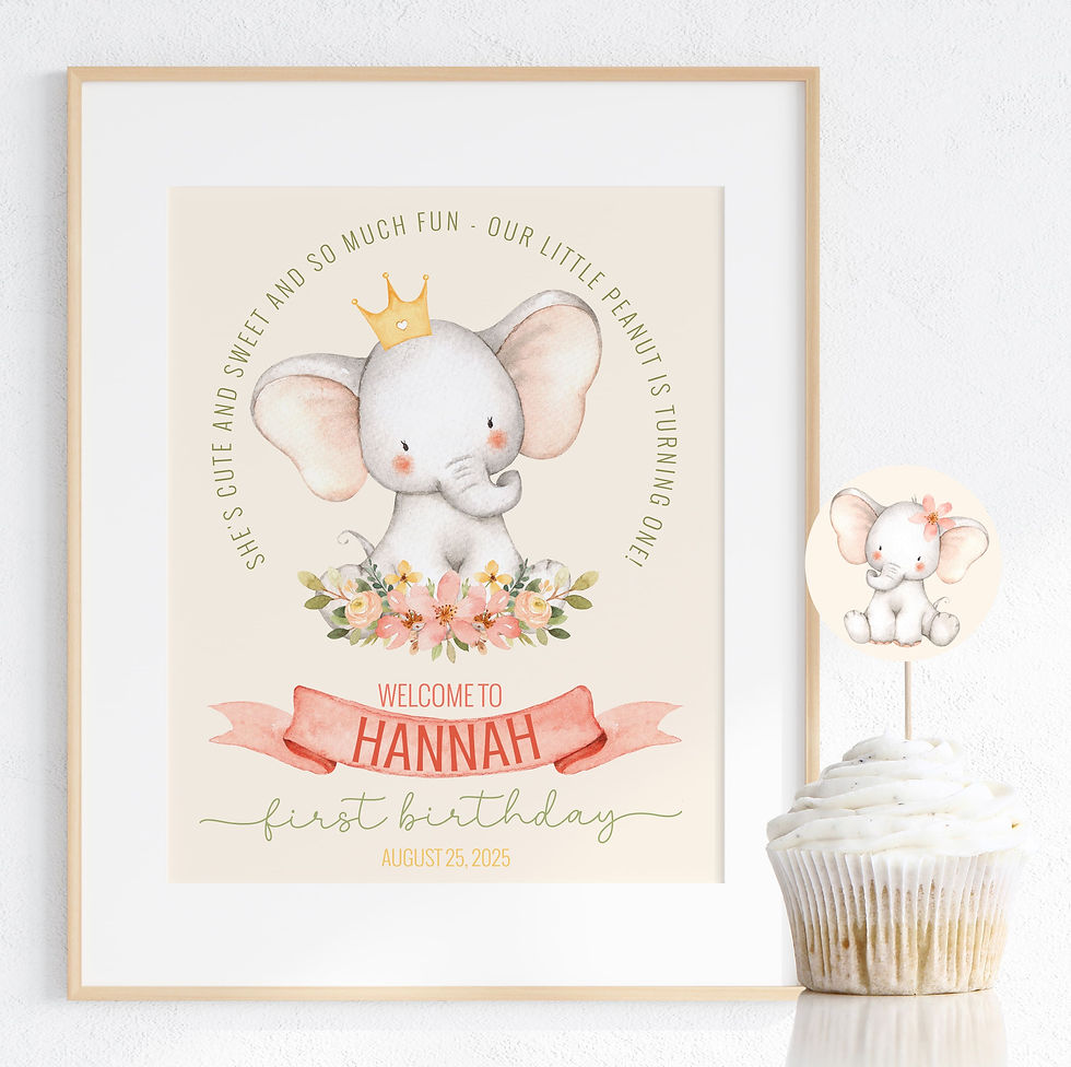 Thumbnail: Editable Little PEANUT - 1st Birthday - Invitation and Party Decor Set