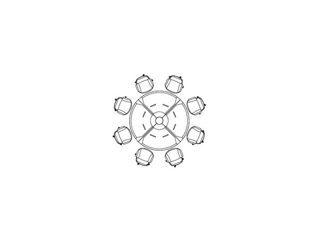 dimensions of a 8-seater round boardroom table with a closed base (Vega Closed S)