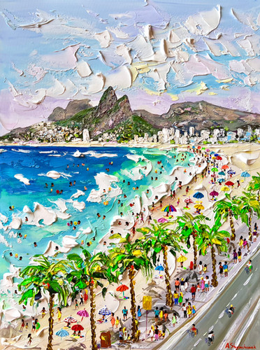 Copacabana beach, Rio De Janeiro. Original painting by Alena