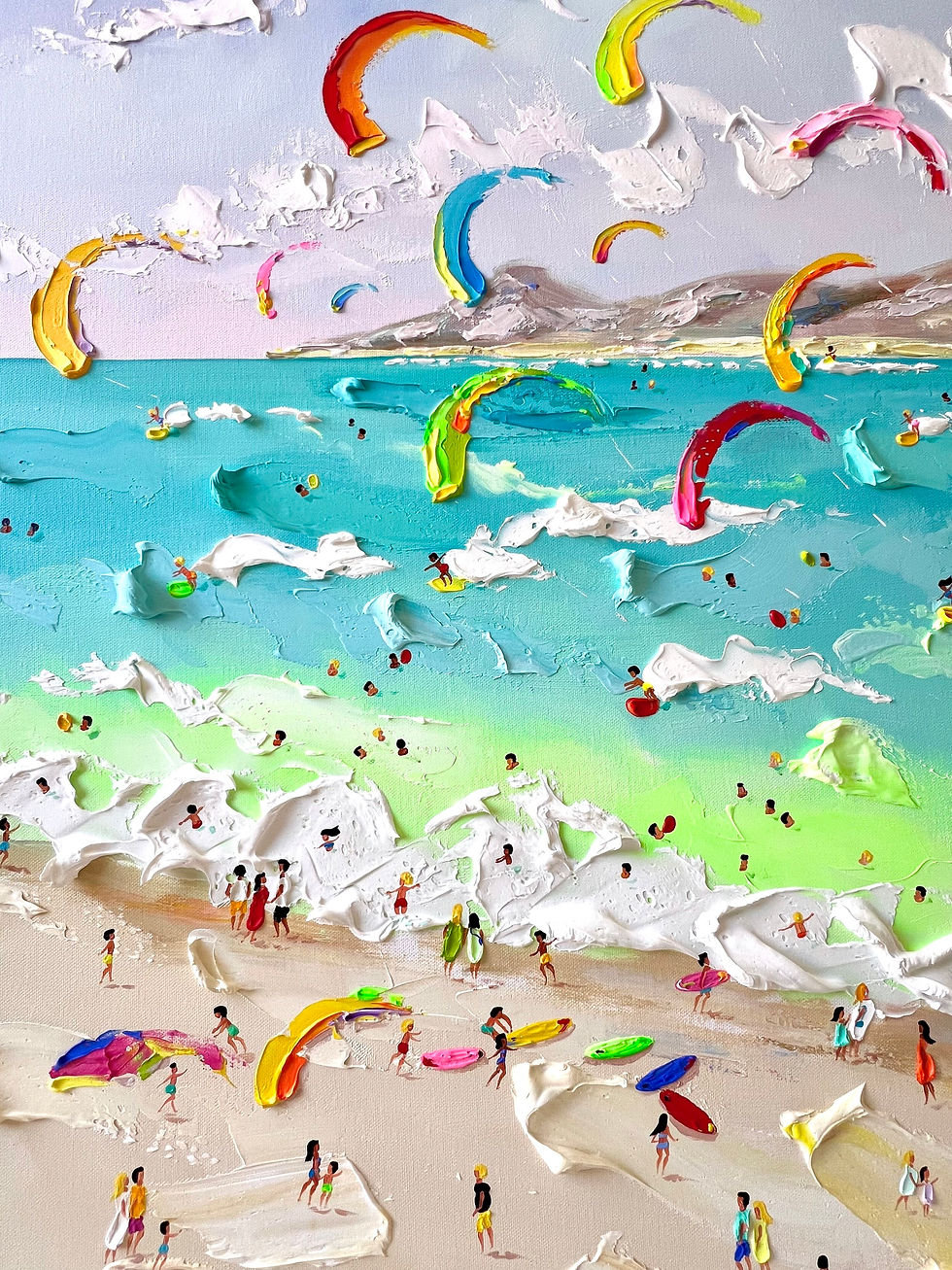 Thumbnail:  Commission painting for Rianne- Beautiful day for kite surfing 
