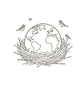 Logotipo Ninho com Mundo e Passarinhos.png