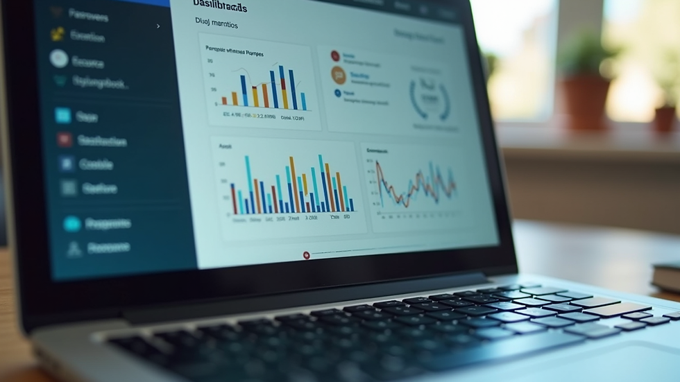 Close-up view of a laptop screen showing a digital marketing dashboard