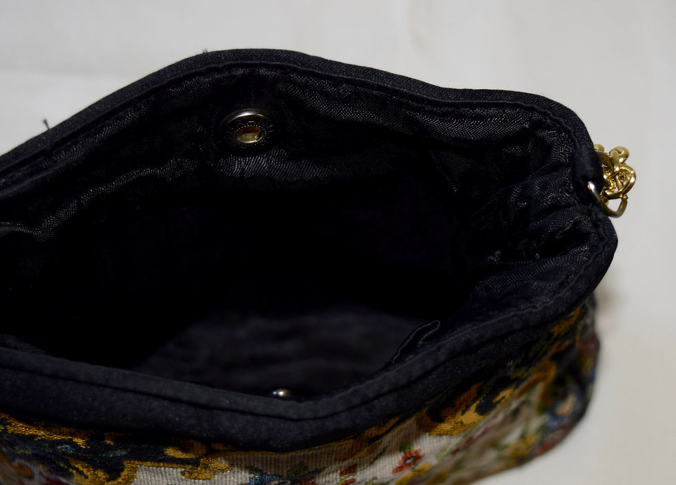 Thumbnail: Vintage Small Needlepoint Sack Purse with Flowers