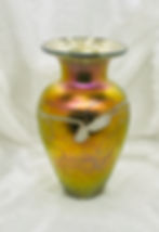 Handmade Signed Robert Held Art Glass Gold with Colourful Pulled Design