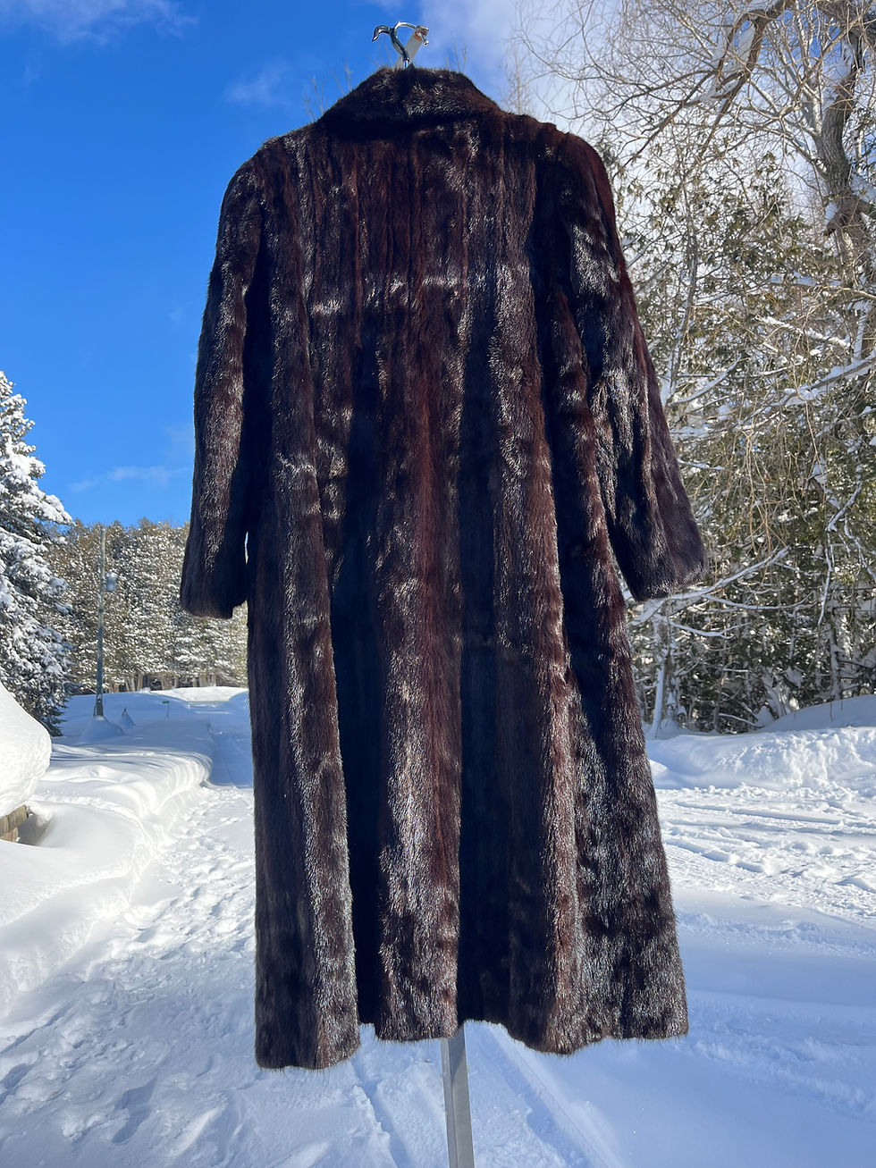 Thumbnail: Vintage Full Length Dark Brown Mink Fur Coat - Size X-Large