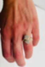 Vintage Stamped 14k Yellow Gold Duster Ring with Diamonds Size 7