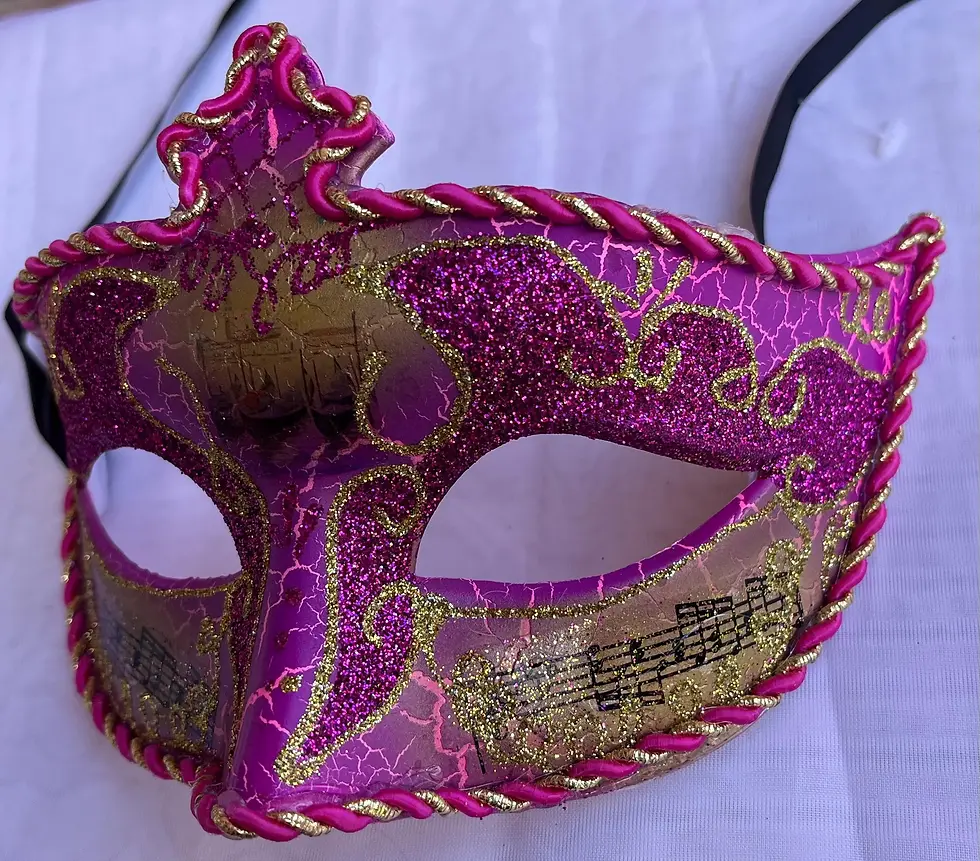 Thumbnail: Pink & Gold with Music Notes Masquerade Mask