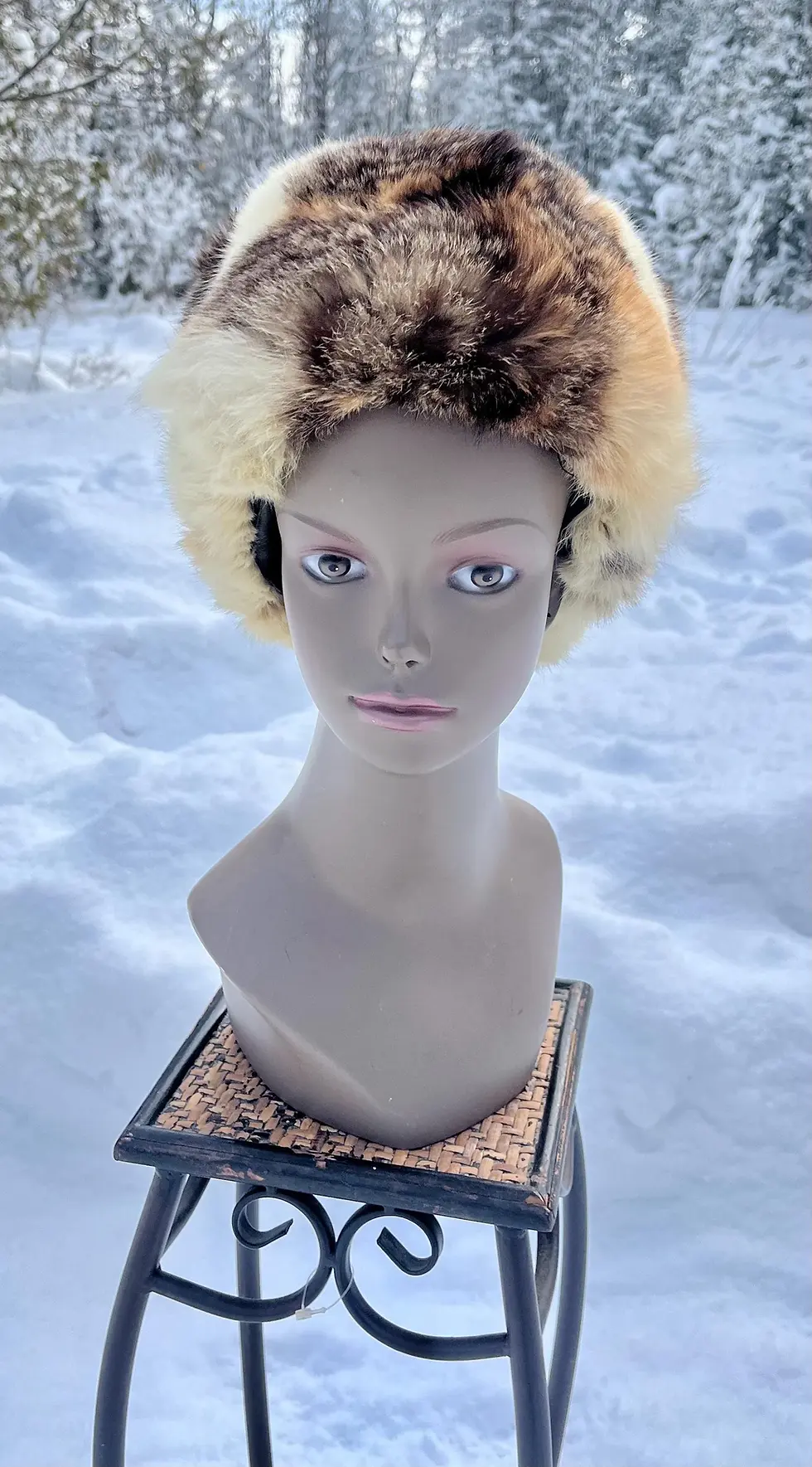 Vintage Mix Blend of Fox Fur Hat, Vintage Hat