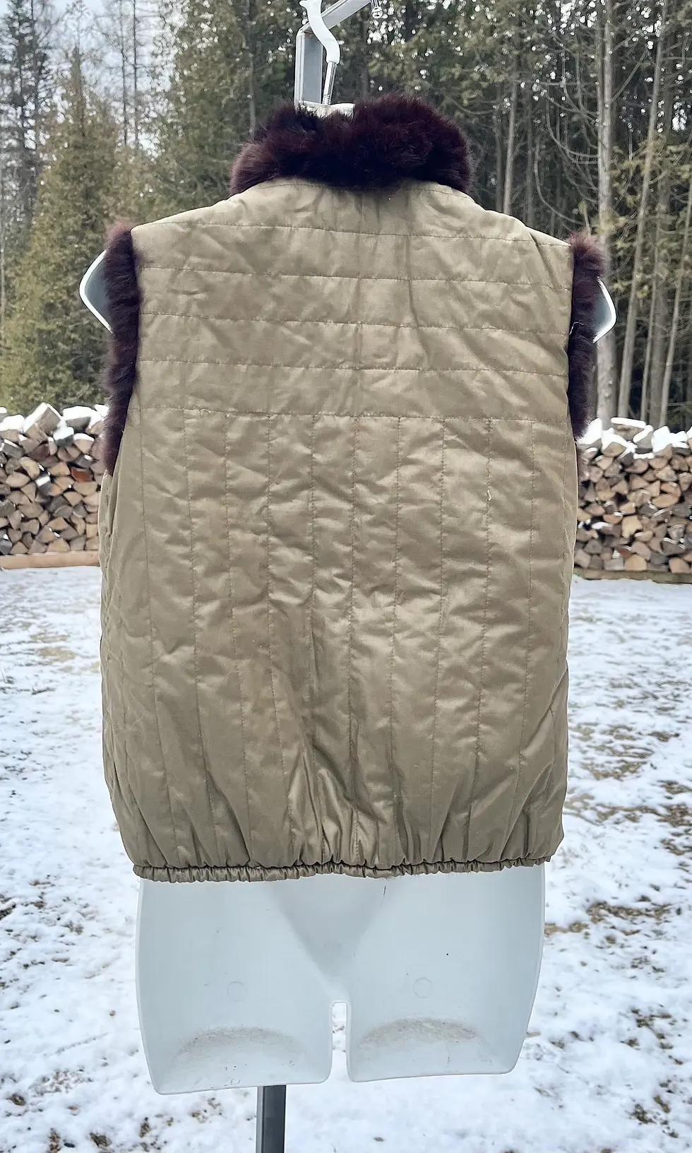 Vintage Dark Brown Reversible Rabbit Fur Vest, Vintage Fur