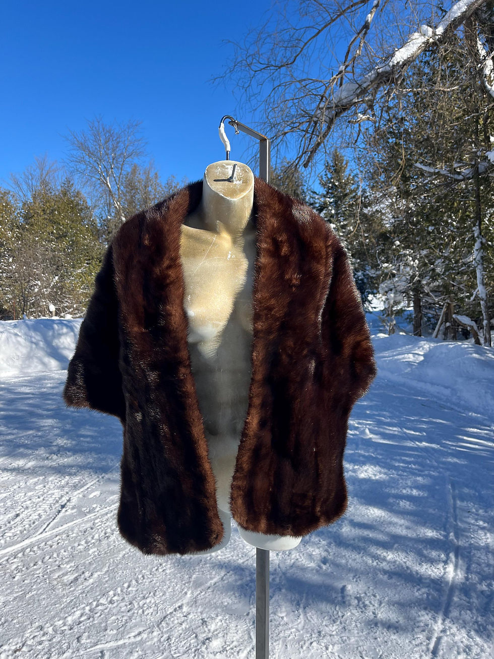 Thumbnail: Vintage W.H. Bell & Sons  Furs Chocolate Brown Mink Winter Shawl