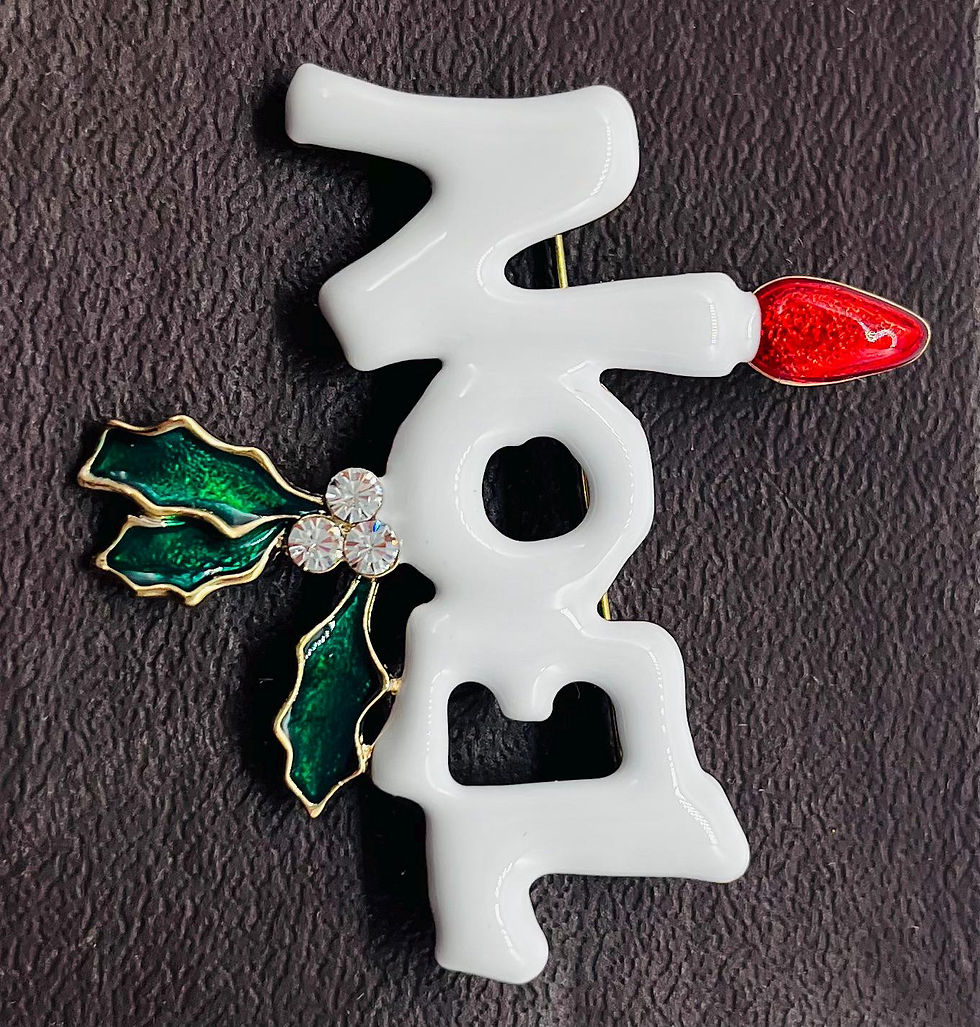 Thumbnail: Christmas Noel with Holly and Rhinestones Brooch Pin