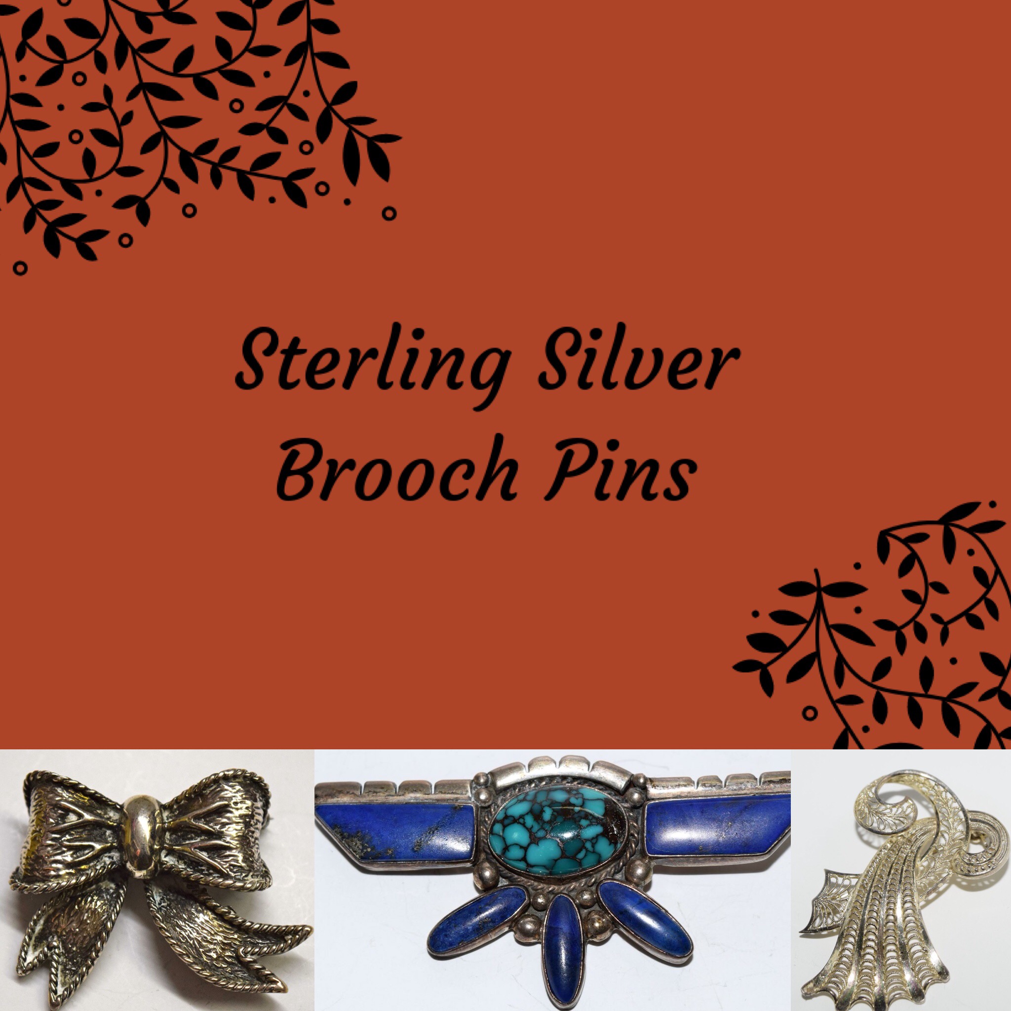 Sterling Silver Brooch Pins