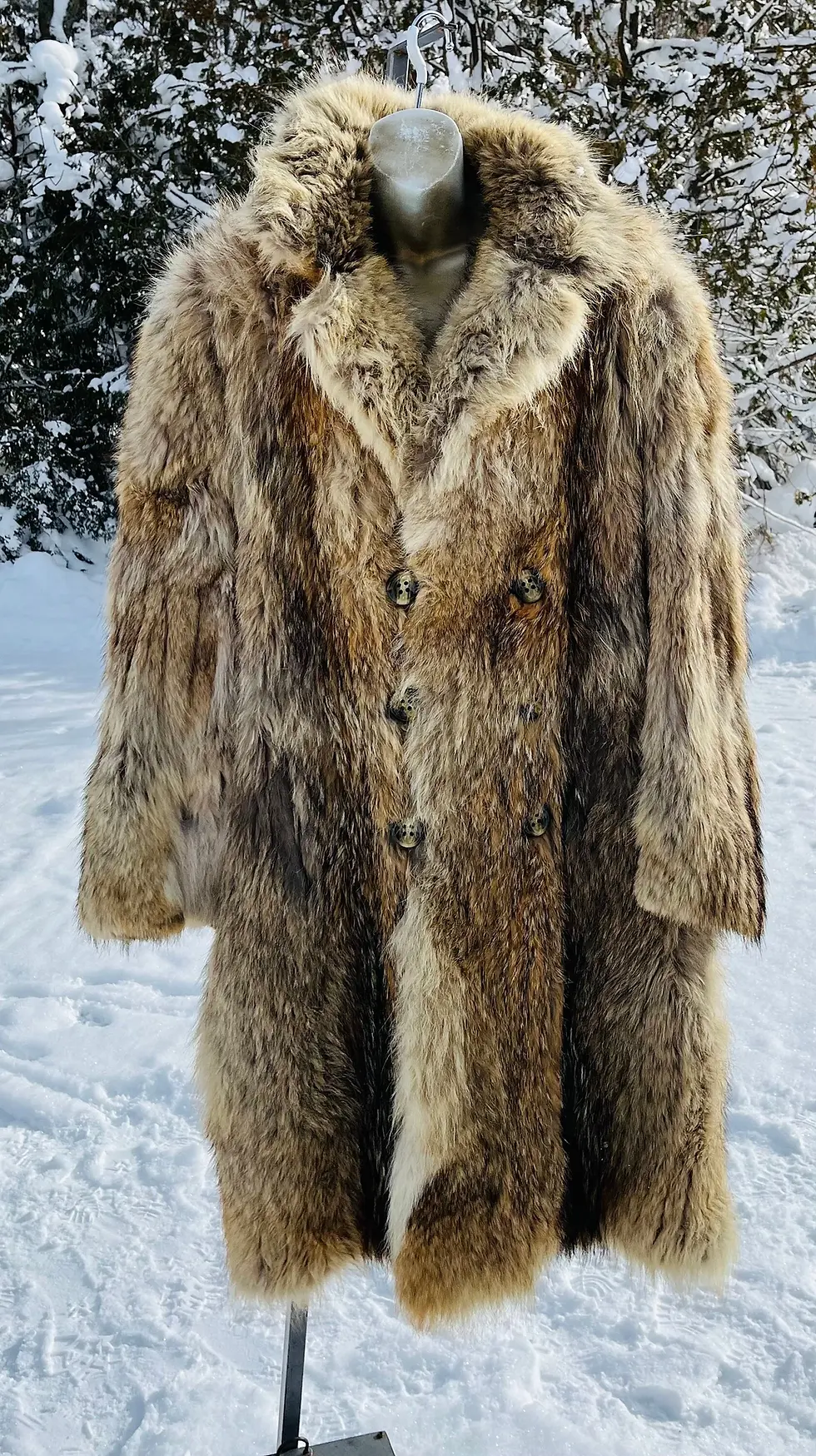 Vintage Men’s Plus Size Coyote Fur Coat, Vintage Fur