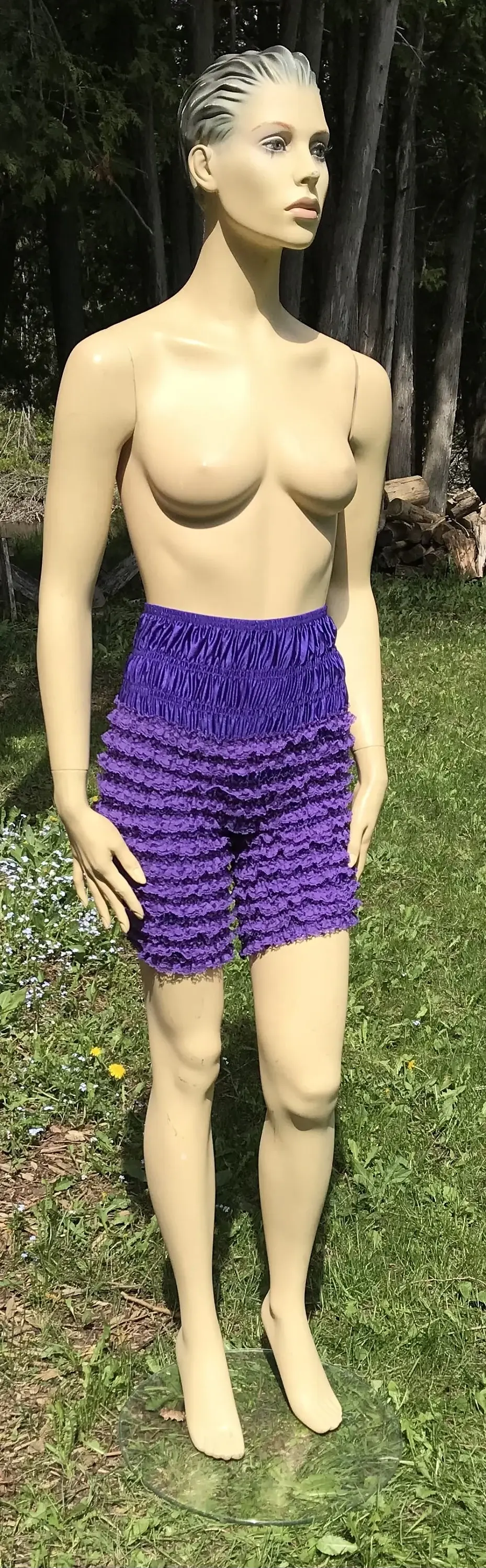 Purple High Waisted Crinoline Material Pettipant Shorts X-Large