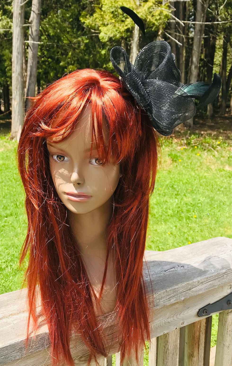 Black Ribbon Style Fancy Fascinator with Feathers Clip and Headband