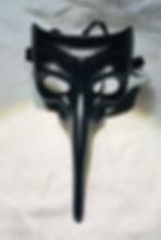 Straight Cut Edges Classic Black Roman Zanni Masquerade Mask