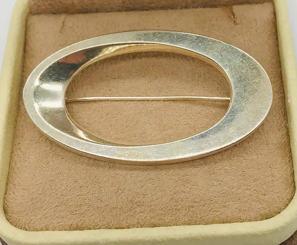 Vintage Signed Denmark Hans Hanson Silver Oval Shape Brooch Pin