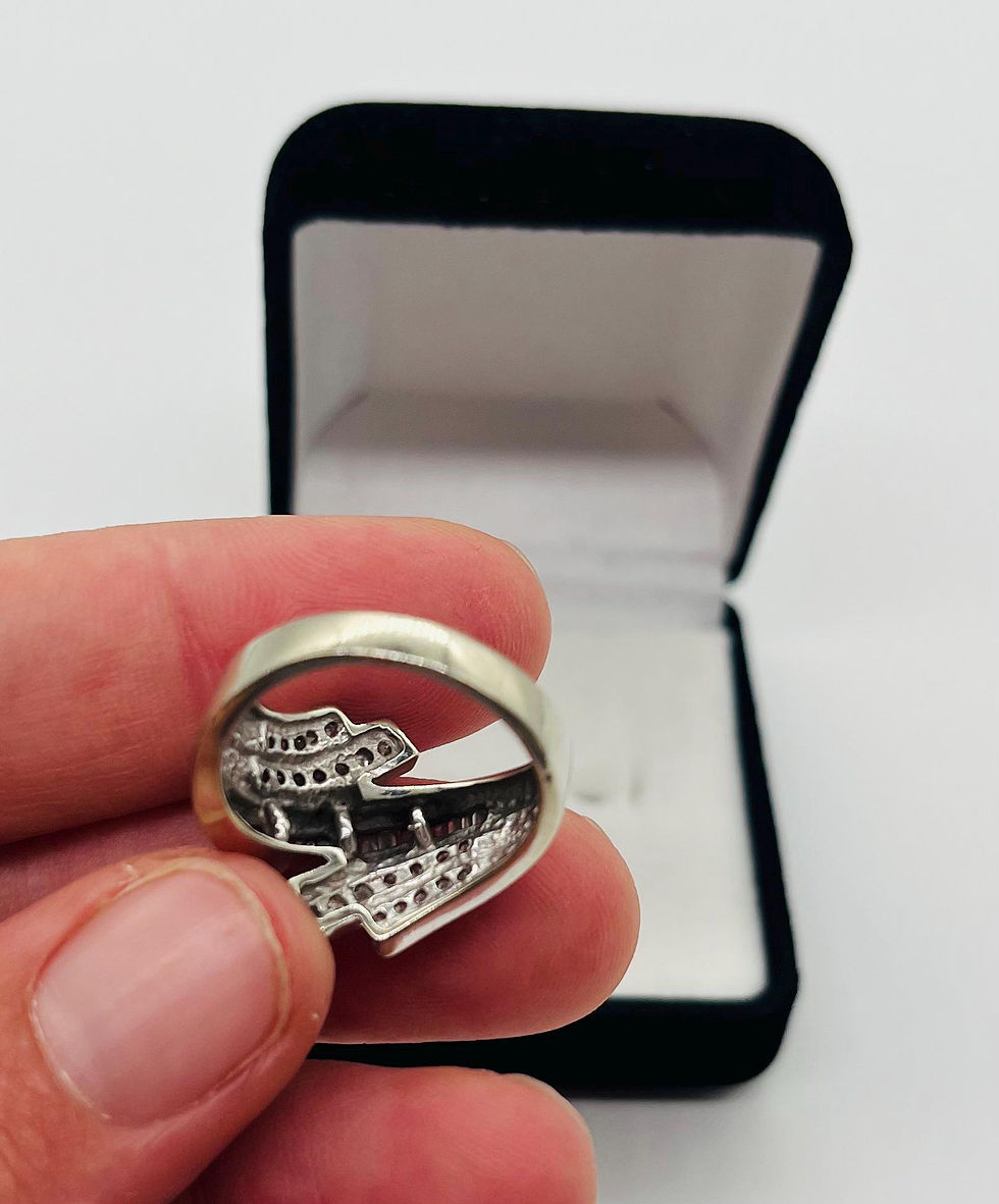 Thumbnail: Vintage Stamped 10K White Gold Dress Ring with Diamonds Siz