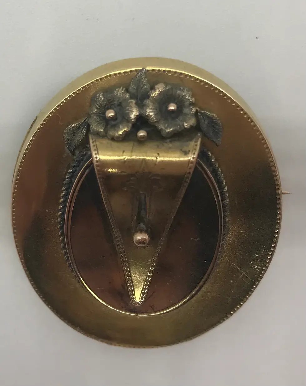 Thumbnail: Antique 14K Yellow Gold Hand-Made Brooch Pin Circa 1800 Encased Picture Frame