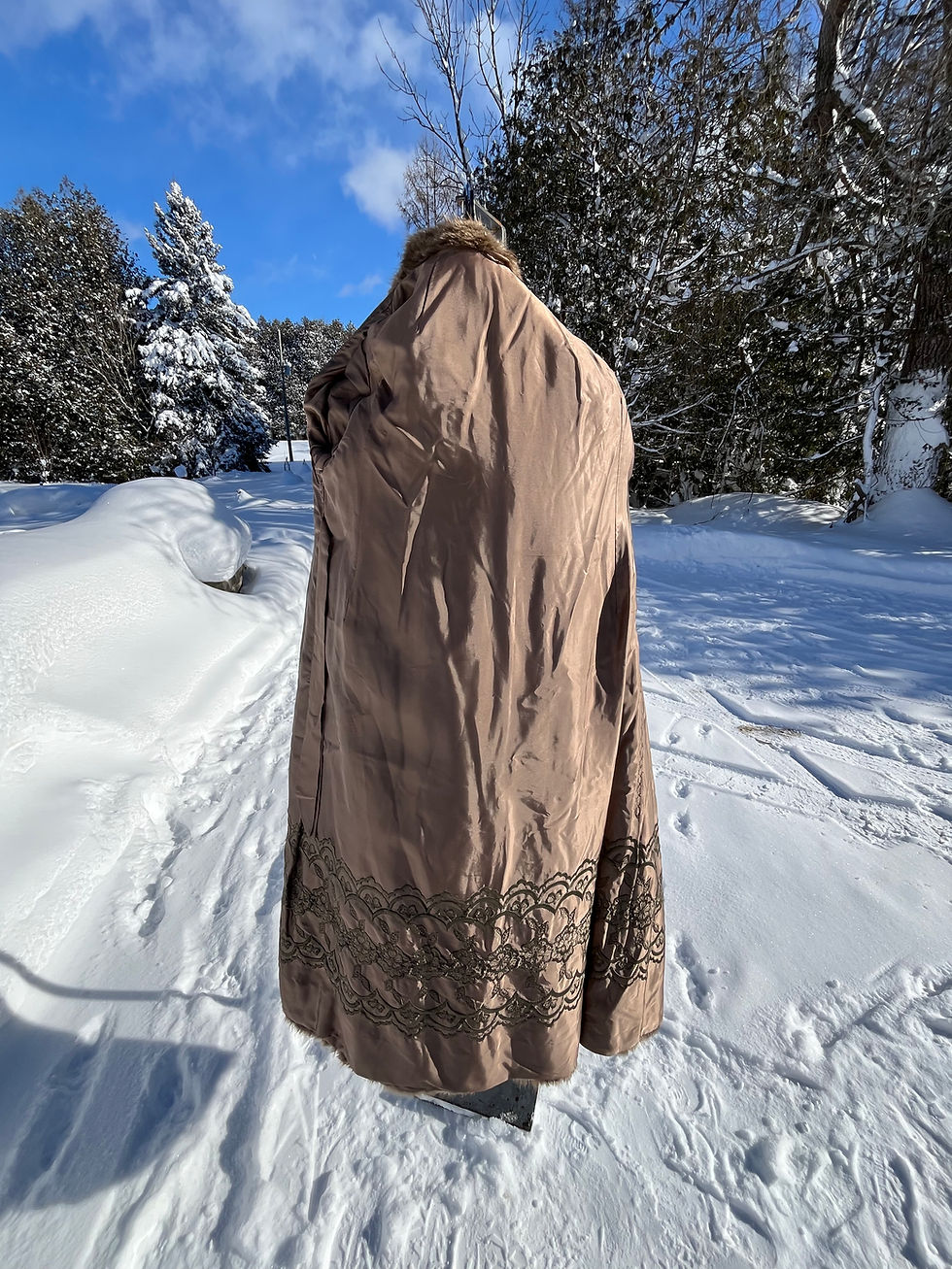 Thumbnail: Vintage Full Length Brown Beaver Coat - Size Medium