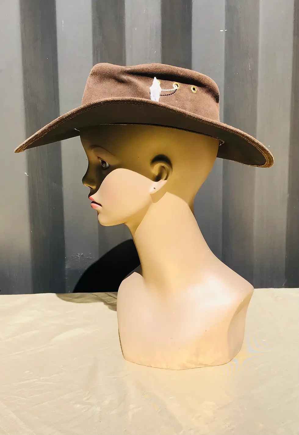 Thumbnail: Vintage Handcrafted Chocolate Brown Western Leather Oil Hat