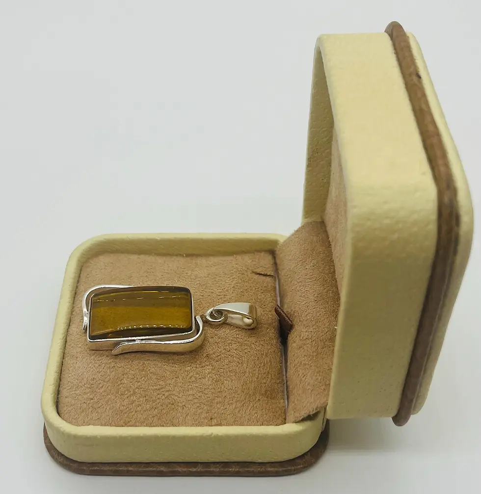 Thumbnail: Natural Amber Rectangular Shape Lime Green Baltic Amber Pendant