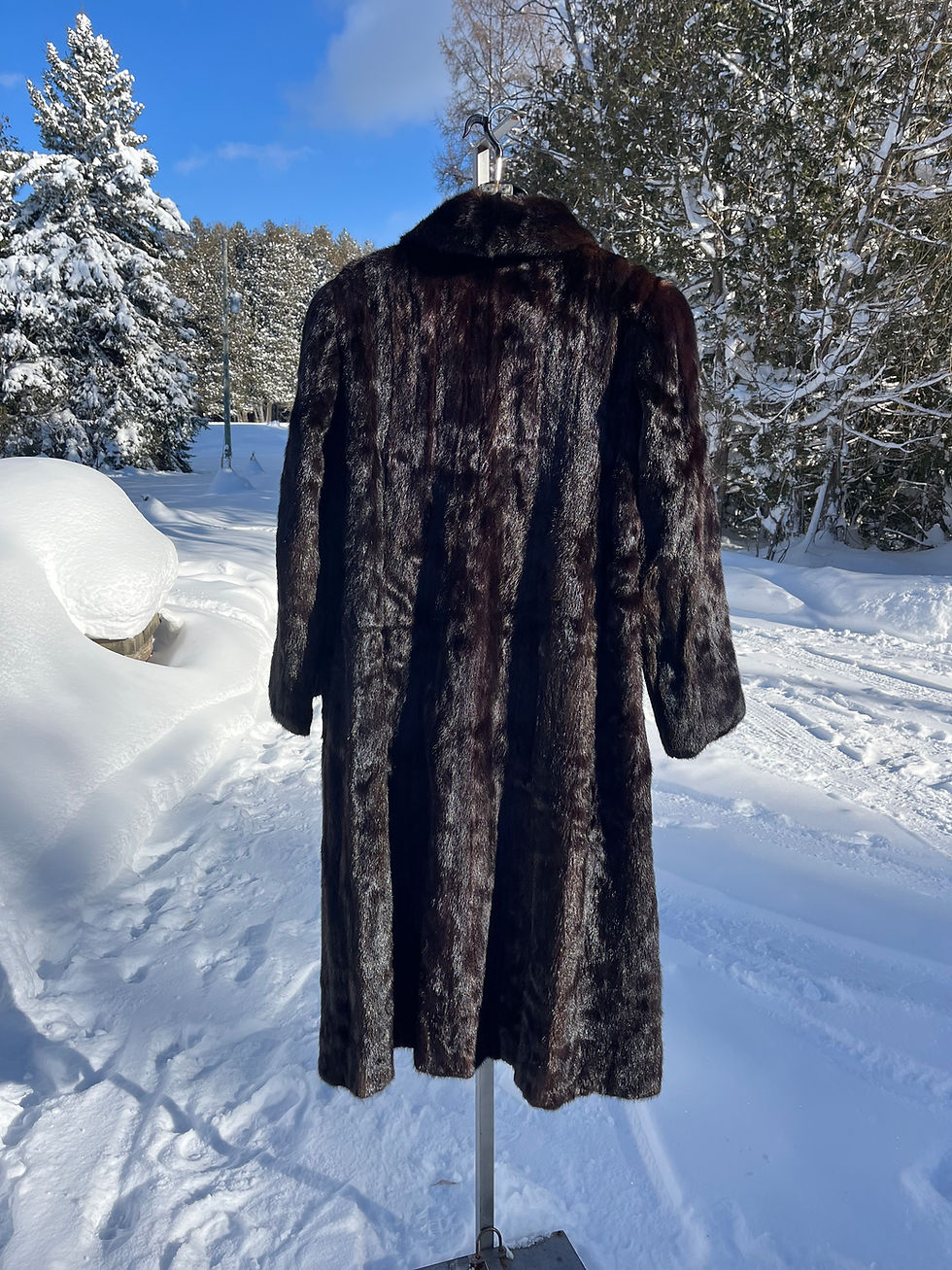 Thumbnail: Vintage Full Length Dark Brown Mink Fur Coat - Size X-Large
