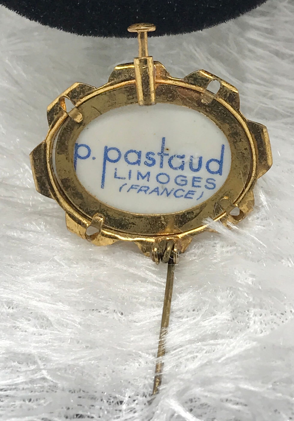 Thumbnail: Vintage Hand Painted Limoges Made in France Victorian Portrait Brooch Pi