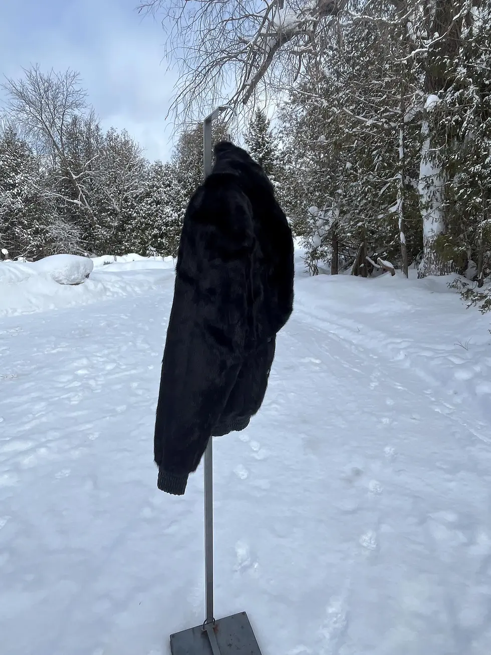 Thumbnail: Vintage Black Leather and Mink Fur Reversible Bomber Jacket Vintage Fur