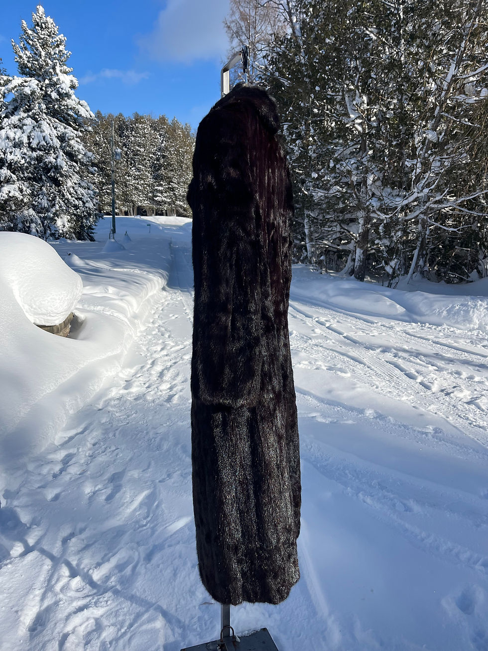 Thumbnail: Vintage Full Length Dark Brown Mink Fur Coat - Size X-Large