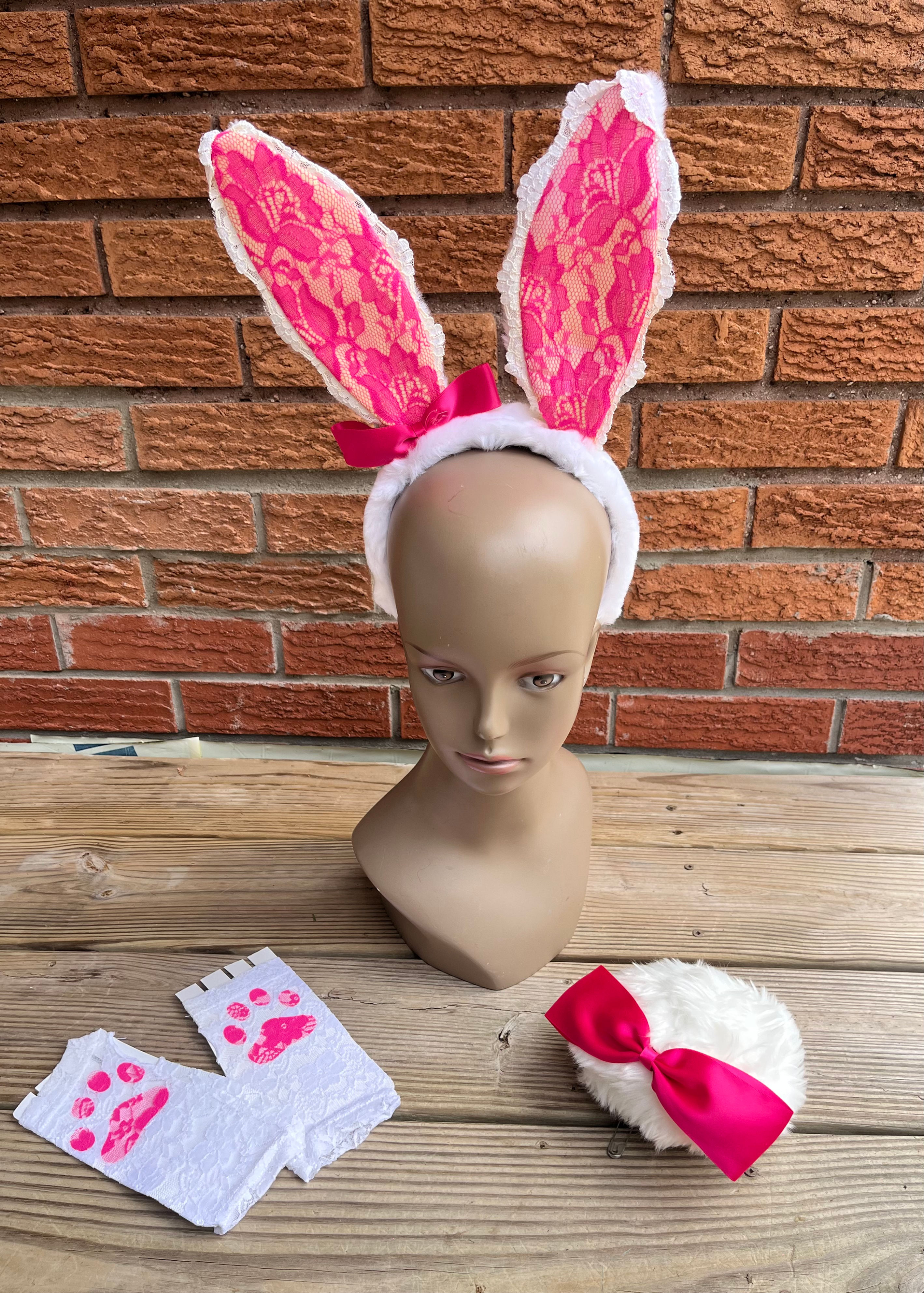 White with Pink Lace Bunny Animal Kit