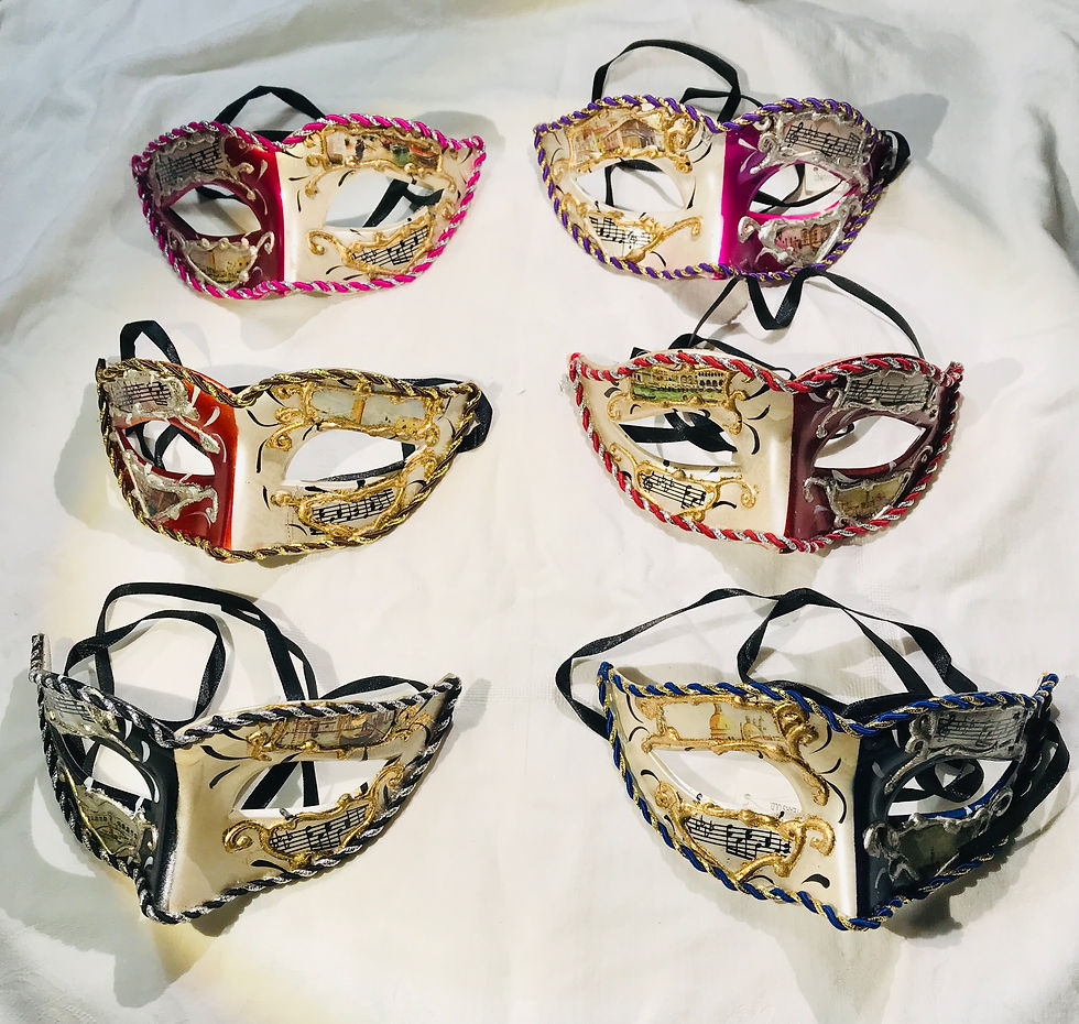 Venetian Style Two Coloured Music Notes Masquerade Mask in a Variety of Colours