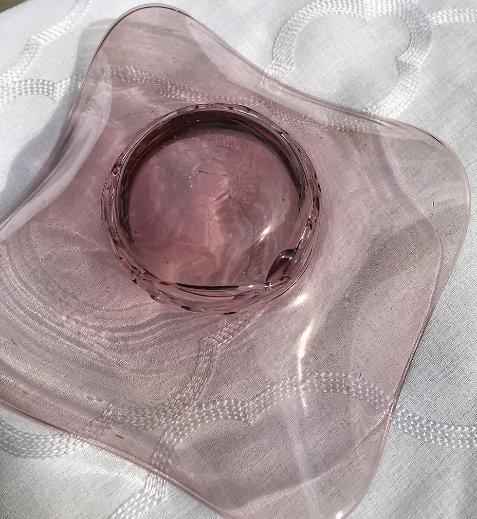 Thumbnail: Handmade Signed La Mailloche Beaufort Art Glass Bowl with Wavy Ruffle Rim