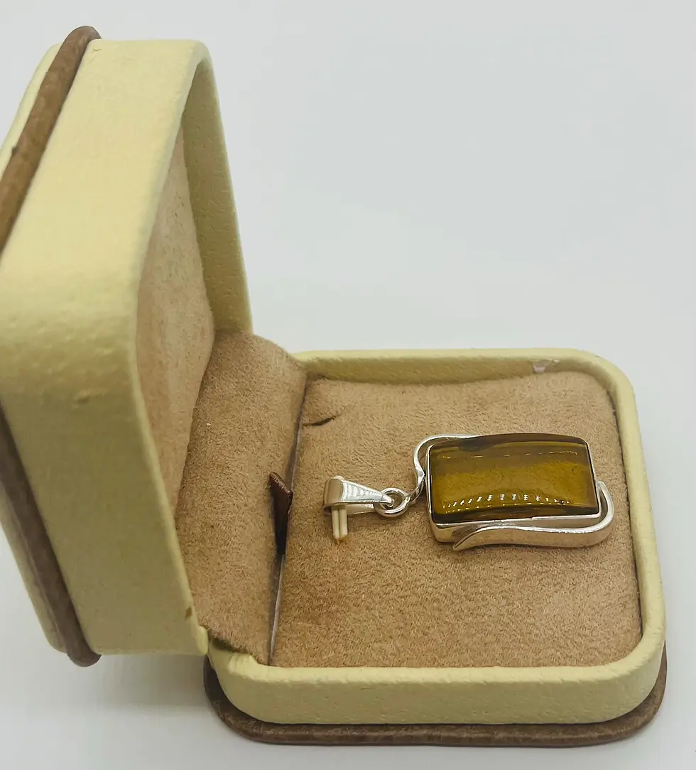 Thumbnail: Natural Amber Rectangular Shape Lime Green Baltic Amber Pendant