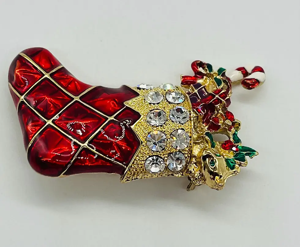 Thumbnail: Red Christmas Stocking with Gifts Brooch Pin