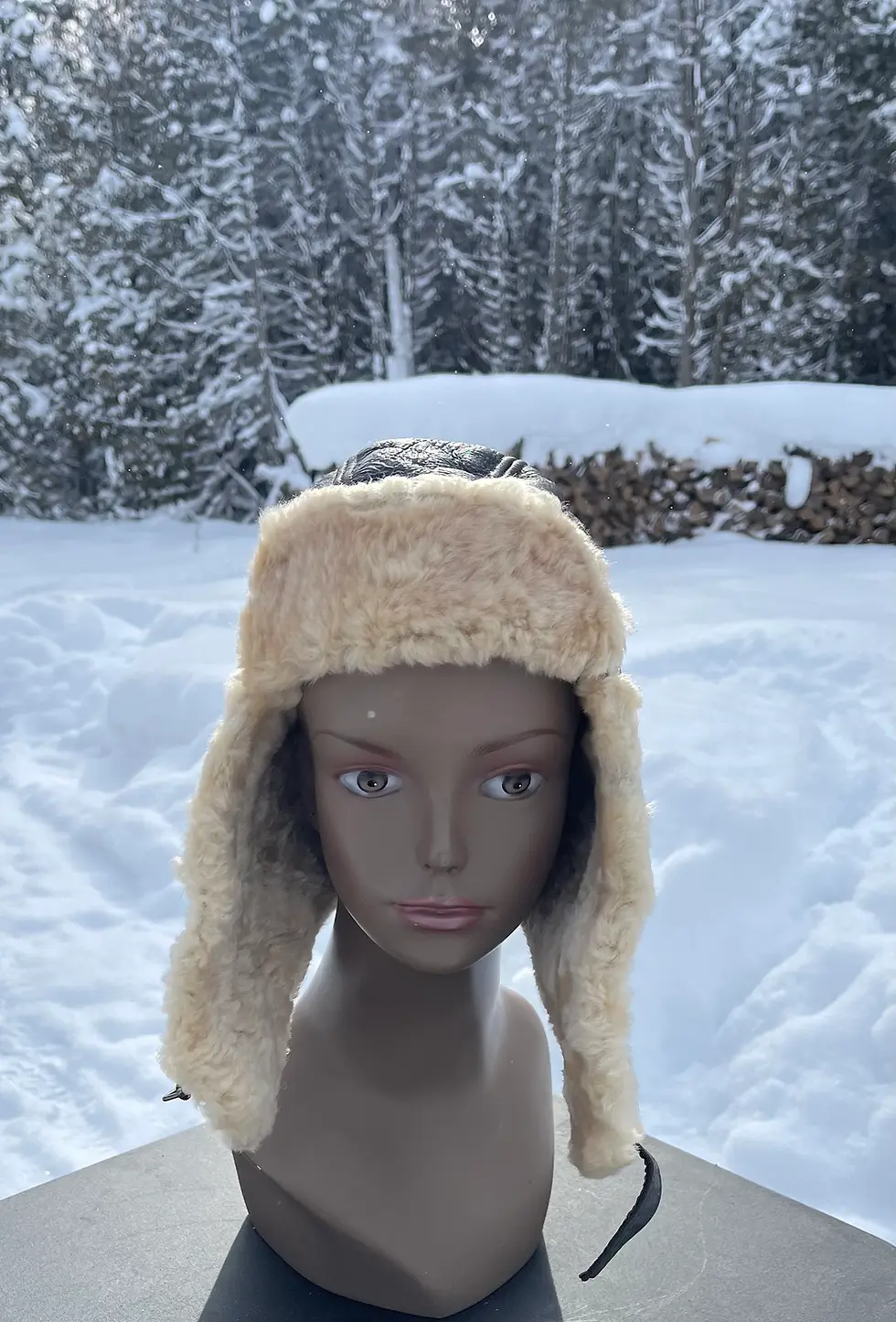 Norton Leather and Shearling Brown Hat, Winter Hat