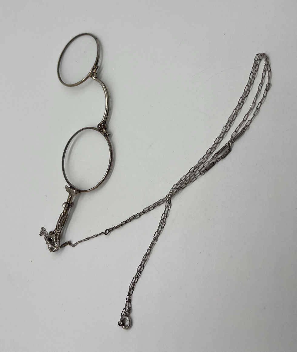 Thumbnail: Antique Victorian Handmade French Silver Lorgnette Folding Opera Glasses