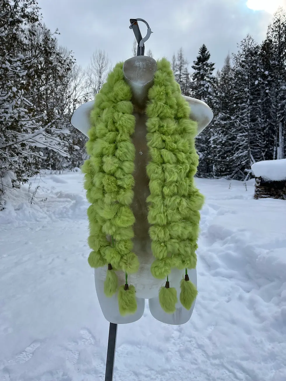Thumbnail: Vintage Green Rabbit Fur Scarf