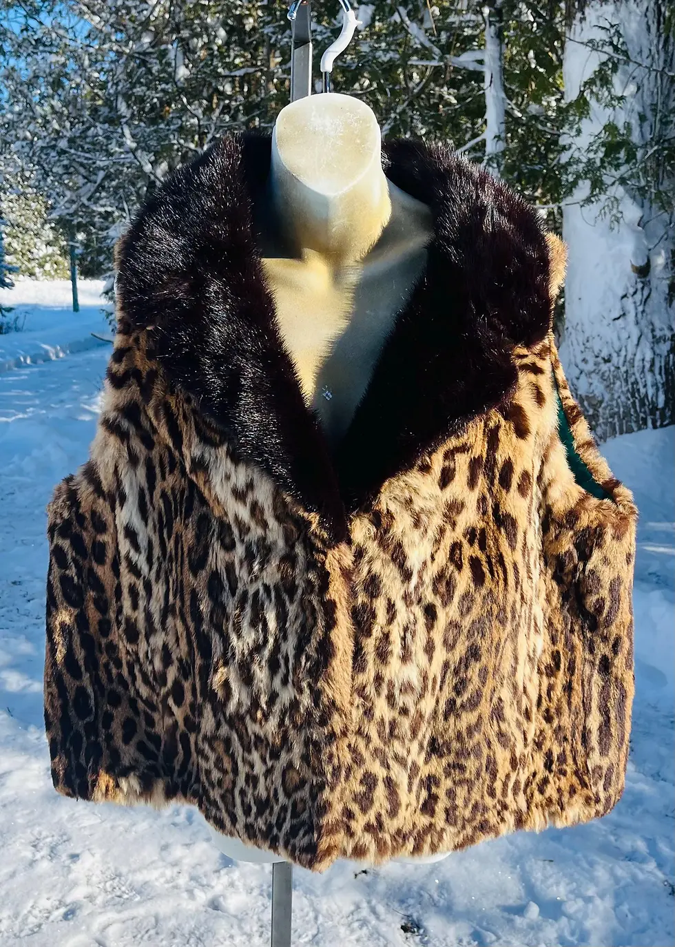 Vintage Edward Reilly & Co. Dyed Leopard Print Mink Fur Vest
