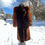 Thumbnail: Vintage Brown Sheared Mink Fur with Brown Fox Sleeves Coat - Size X-Small