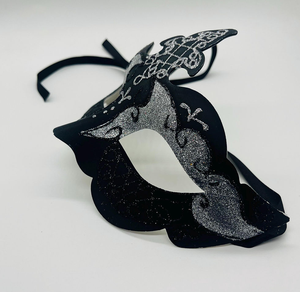 Bold Wide Style Masquerade Mask Black & Silver