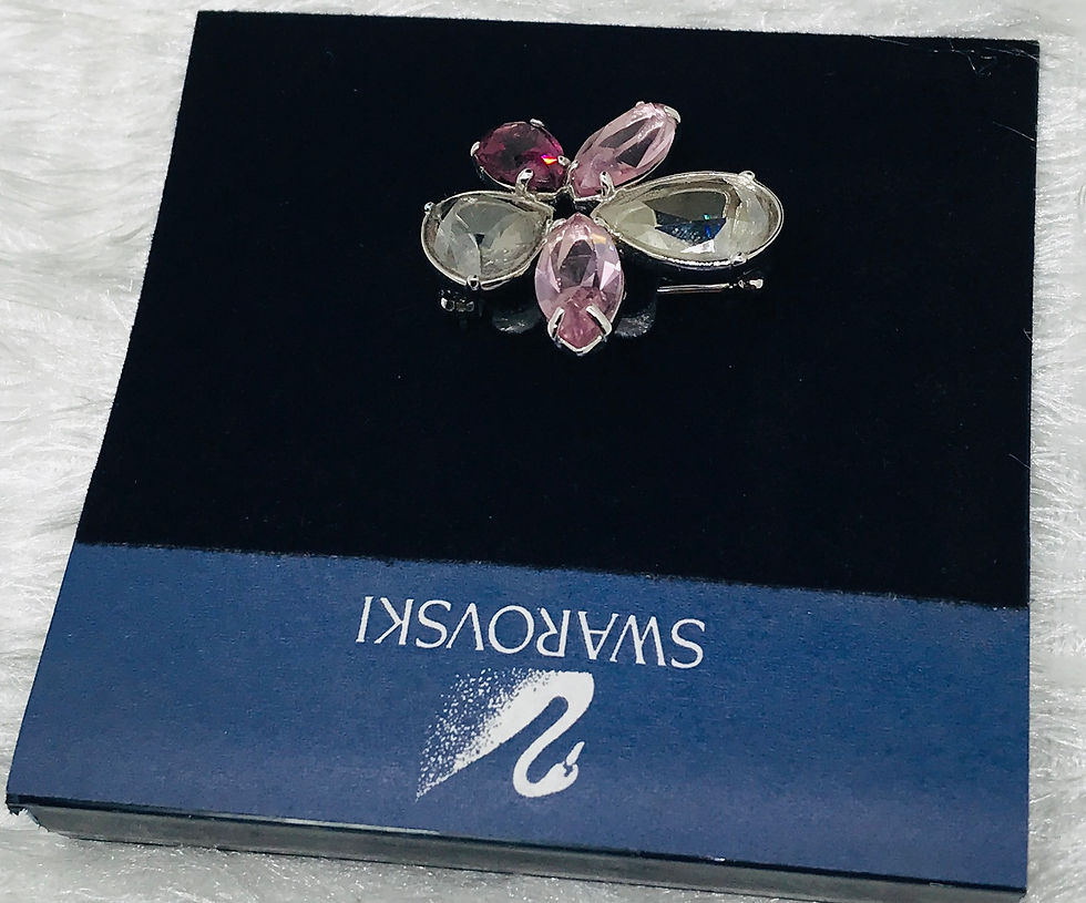 Thumbnail: Vintage Swarovski Purple and Clear Flower Brooch Pin