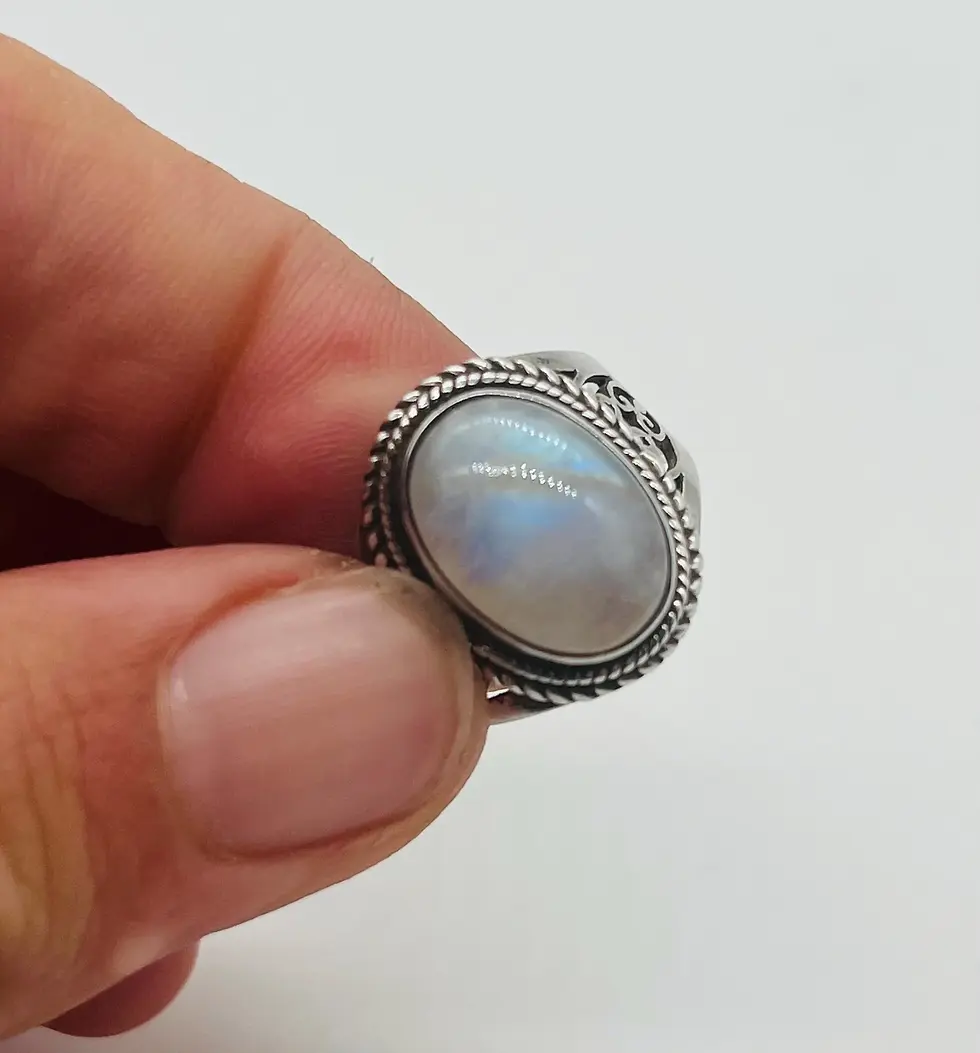 Thumbnail: Oval Shape Moonstone and Silver Ring Size 7