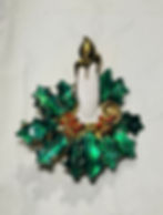 Vintage Christmas Candle with Holly Brooch Pin