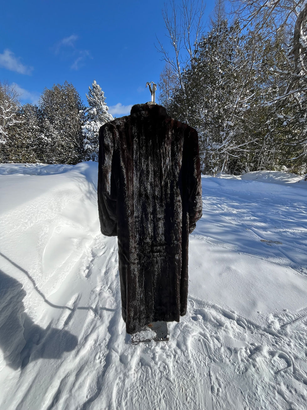 Thumbnail: Vintage Full Length Dark Brown Mink Fur Coat - Size Large